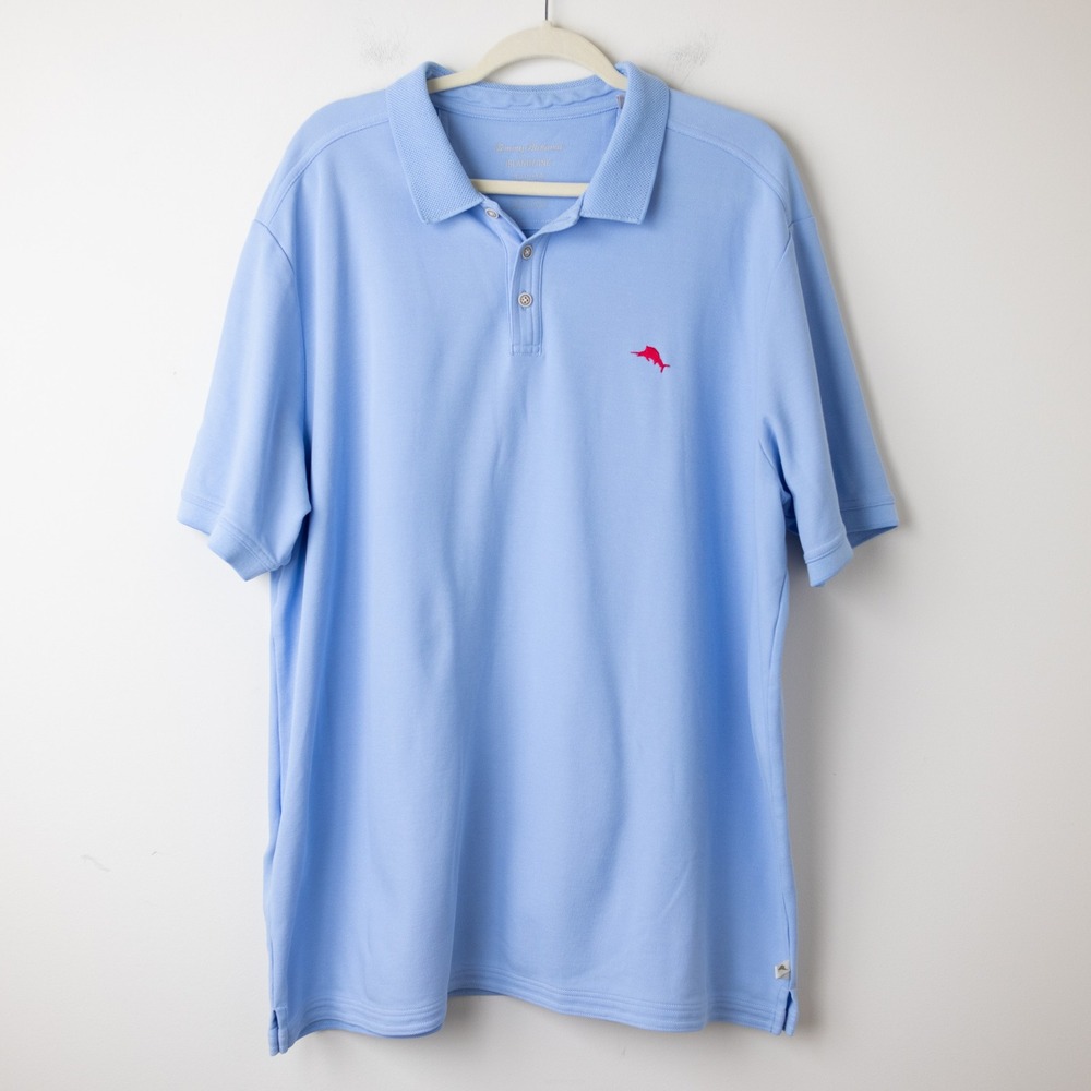 Tommy Bahama Island Zone Polo Mens 2XLT Light Blue Short Sleeve Supima Cotton